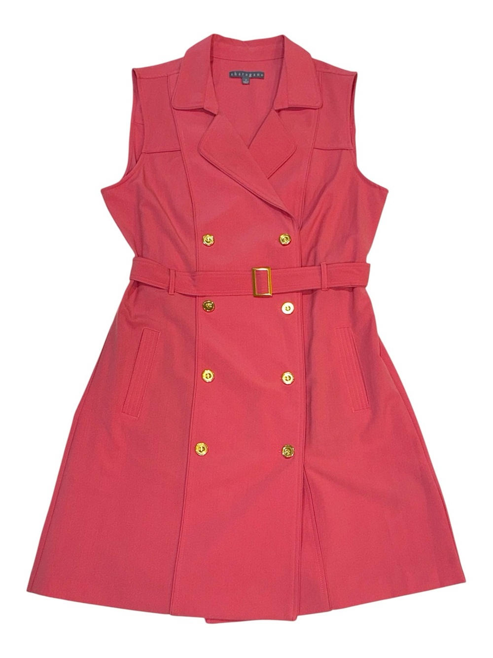 Sharagano Sleeveless Coral Blazer Dress - Double Breasted & Belted NWOT Size 14